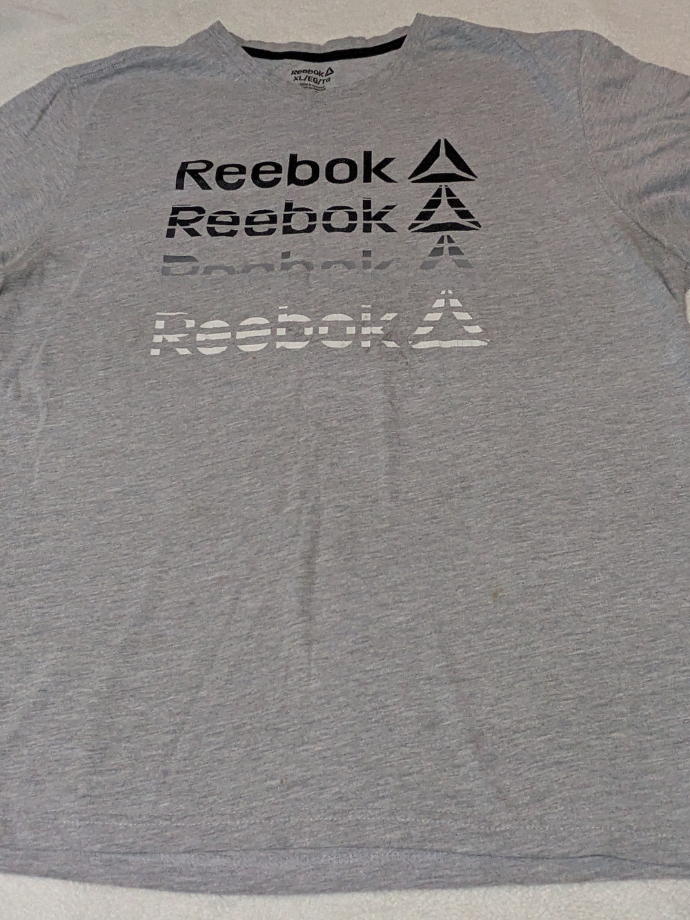 Reebok Shirt Mens XL Grey Delta Fade Graphic Tee Dri Fit Short Sleeve Tech